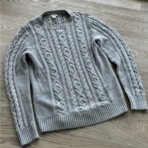 L.L.BEAN Grey Cable Knit Pullover Sweater